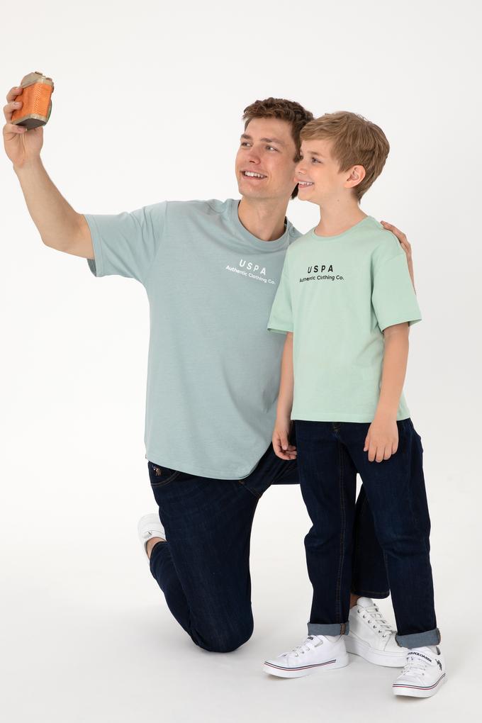 Erkek Çocuk Su Yeşili Comfort Basic Bisiklet Yaka Tişört