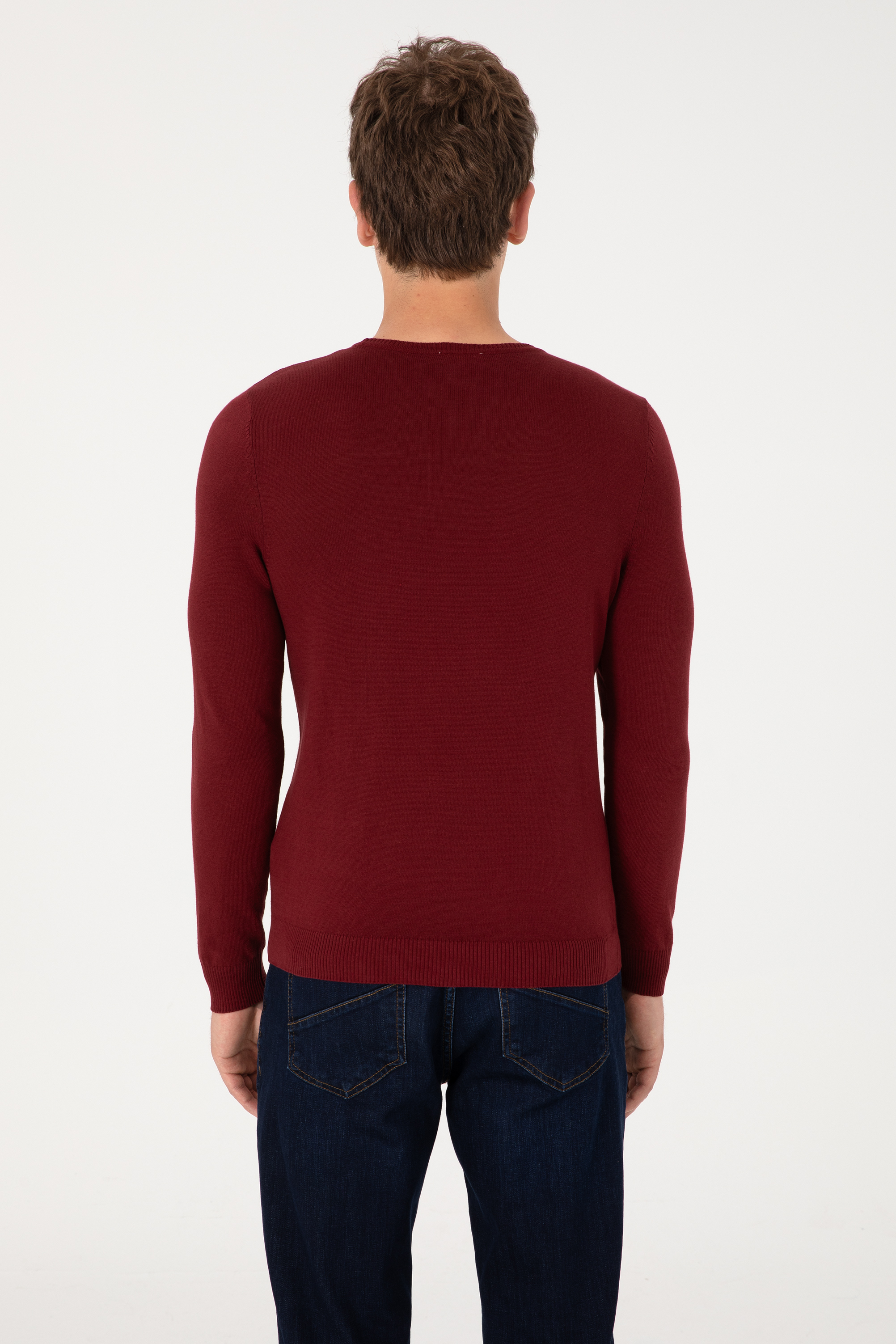 Erkek Bordo Basic Kazak - Image 7