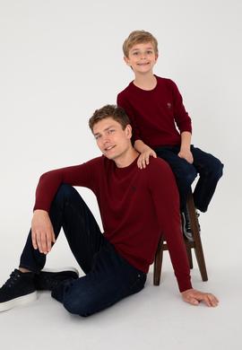 Erkek Bordo Basic Kazak - 50293505048