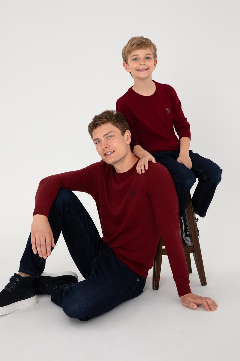 Erkek Bordo Basic Kazak