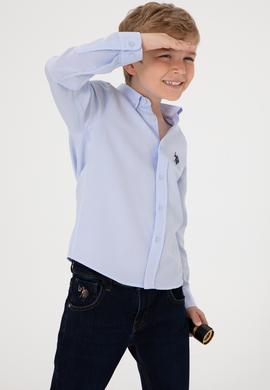 Erkek Çocuk Açık Mavi Uzun Kollu Basic Gömlek - 50306584032