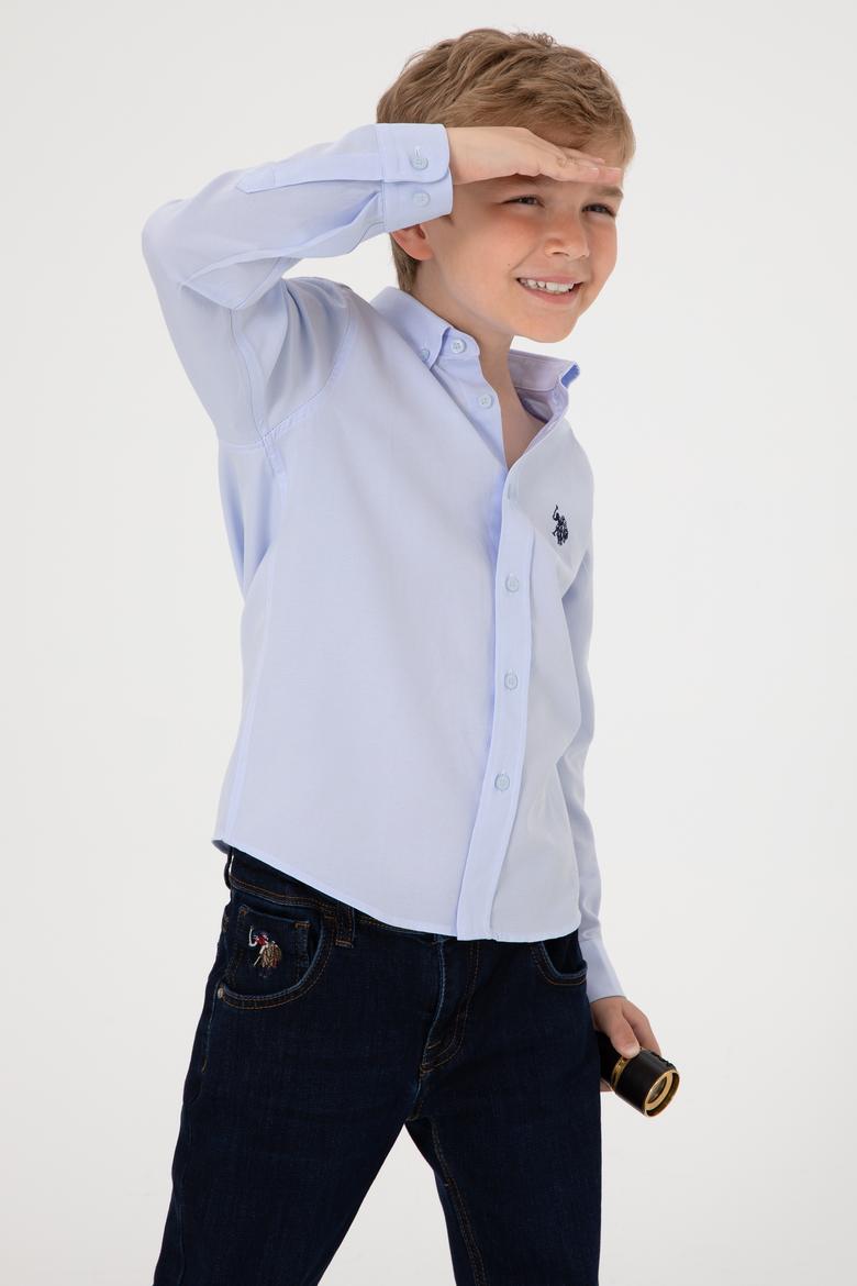 Erkek Çocuk Açık Mavi Uzun Kollu Basic Gömlek - 50306584032