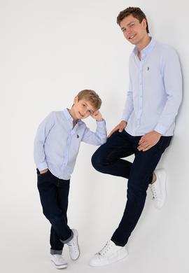 Erkek Çocuk Açık Mavi Uzun Kollu Basic Gömlek - 50306584032