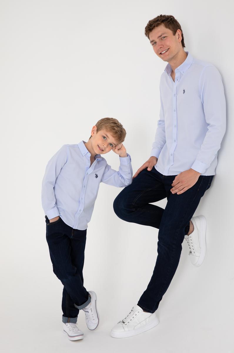 Erkek Çocuk Açık Mavi Uzun Kollu Basic Gömlek