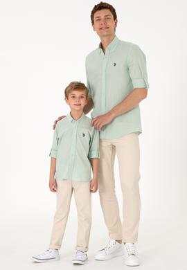Erkek Çocuk Su Yeşili Uzun Kollu Basic Gömlek - 50306583061