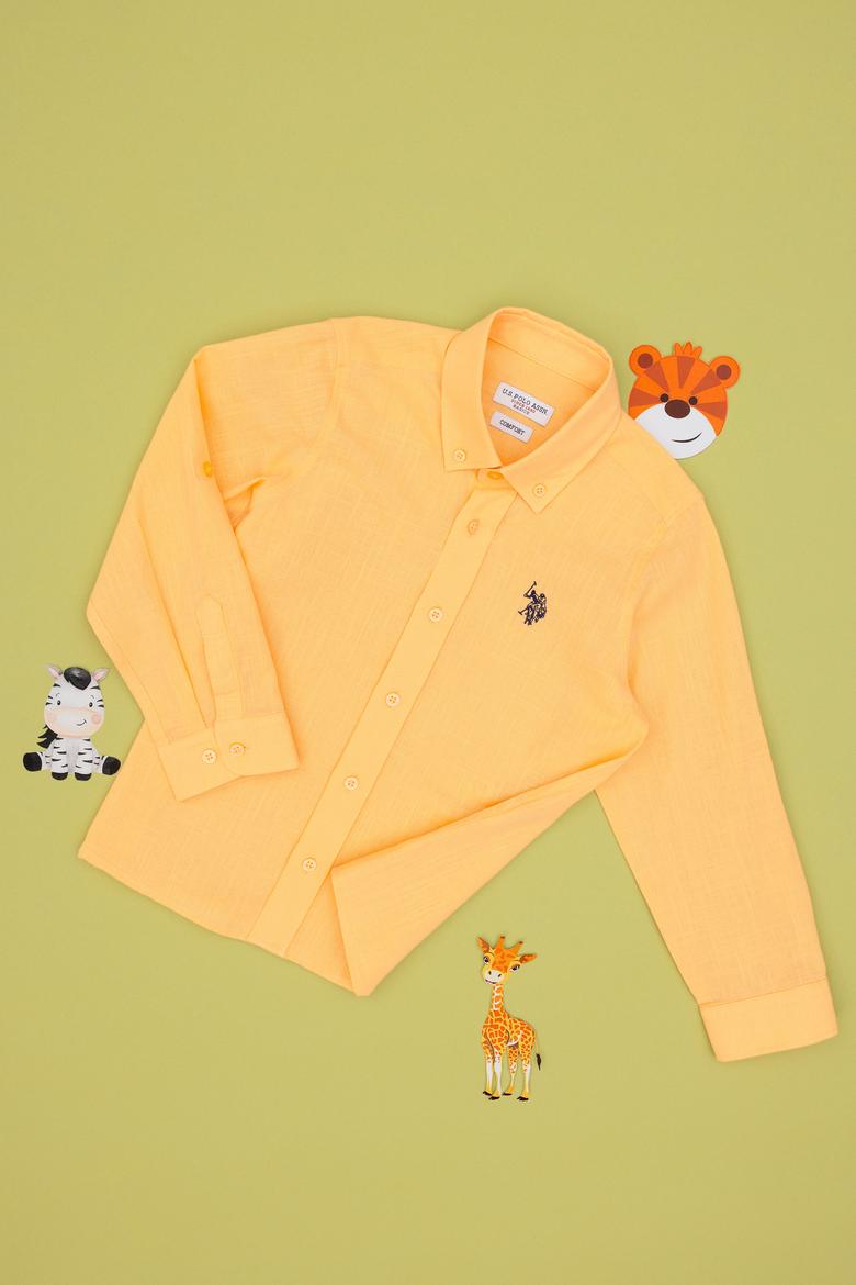 Erkek Çocuk Turuncu Uzun Kollu Basic Gömlek - 50306583025