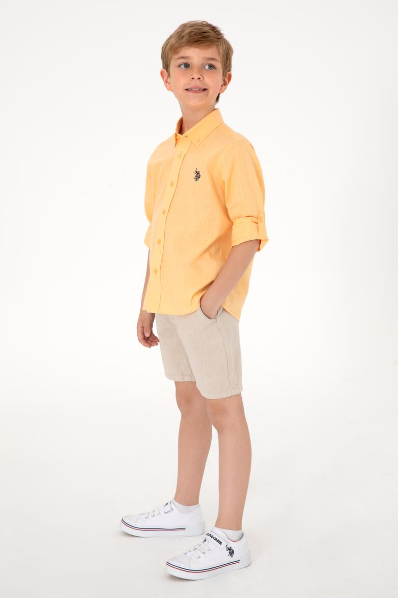 Erkek Çocuk Turuncu Uzun Kollu Basic Gömlek - 50306583025