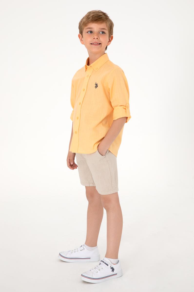 Erkek Çocuk Turuncu Uzun Kollu Basic Gömlek