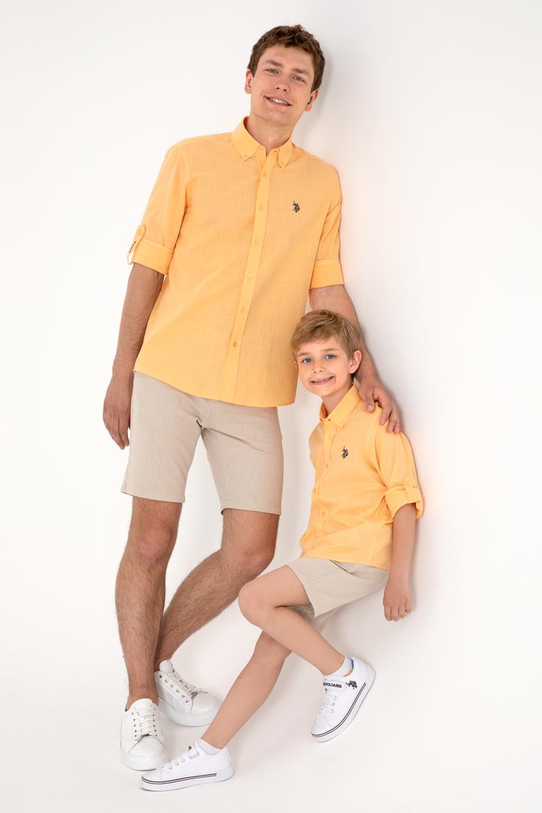 Erkek Çocuk Turuncu Uzun Kollu Basic Gömlek - 50306583025