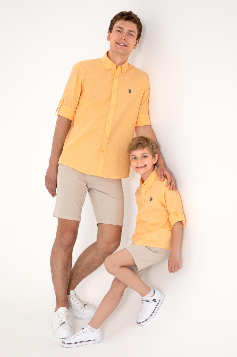 Erkek Çocuk Turuncu Uzun Kollu Basic Gömlek