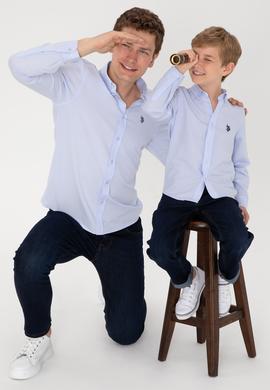 Erkek Çocuk Açık Mavi Uzun Kollu Basic Gömlek - 50306584032