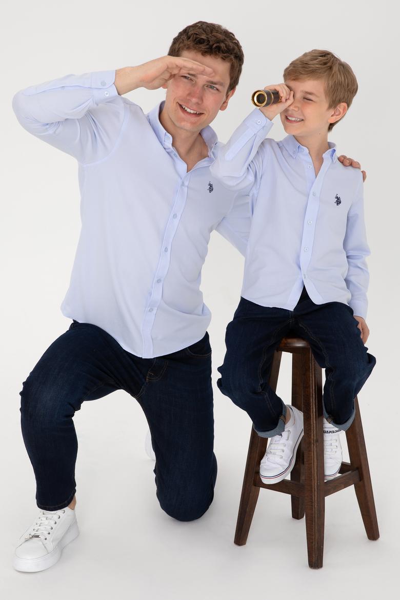 Erkek Çocuk Açık Mavi Uzun Kollu Basic Gömlek