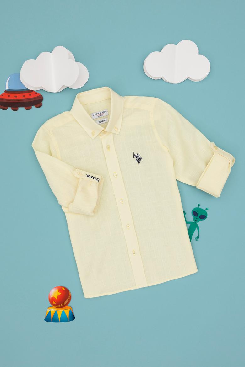 Erkek Çocuk Limon Uzun Kollu Basic Gömlek - 50306583039