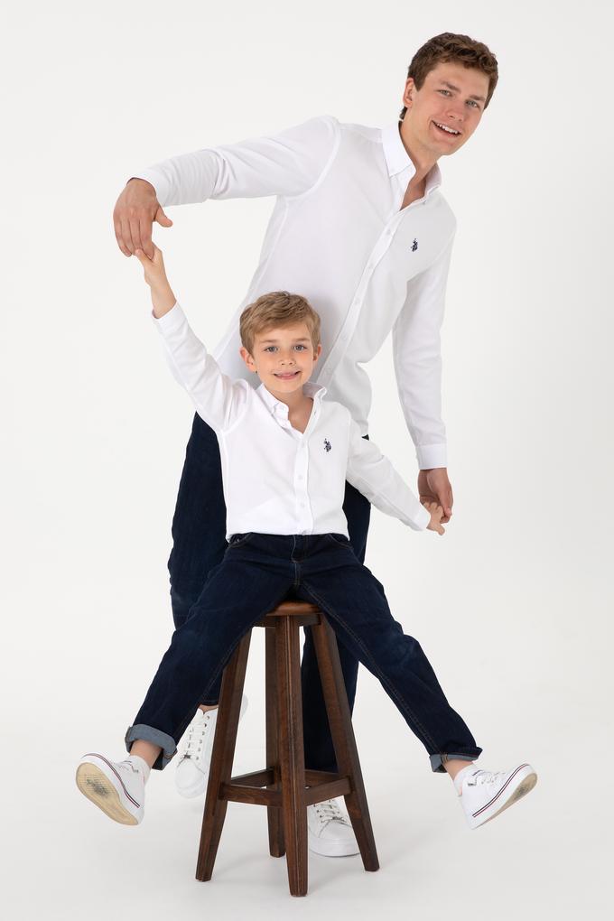 Erkek Çocuk Beyaz Uzun Kollu Basic Gömlek