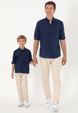 Erkek Çocuk Lacivert Uzun Kollu Basic Gömlek - 50306583021