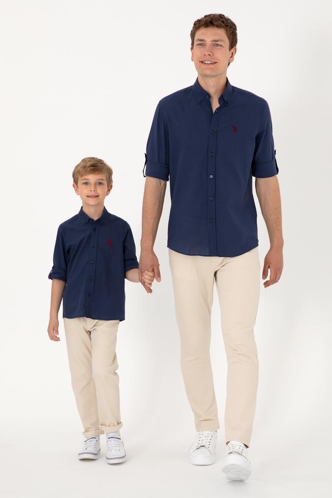 Erkek Çocuk Lacivert Uzun Kollu Basic Gömlek