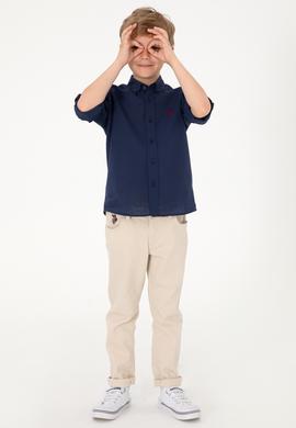 Erkek Çocuk Lacivert Uzun Kollu Basic Gömlek - 50306583021
