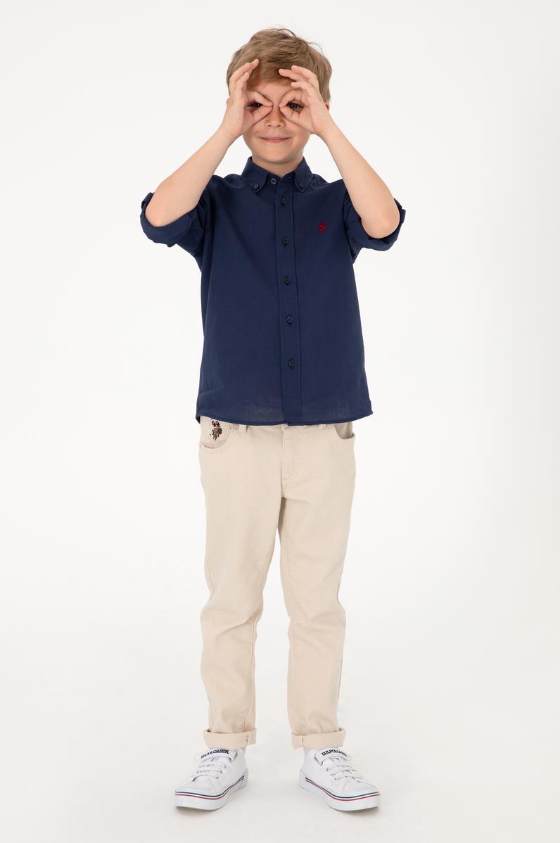 Erkek Çocuk Lacivert Uzun Kollu Basic Gömlek