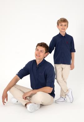 Erkek Çocuk Lacivert Uzun Kollu Basic Gömlek - 50306583021