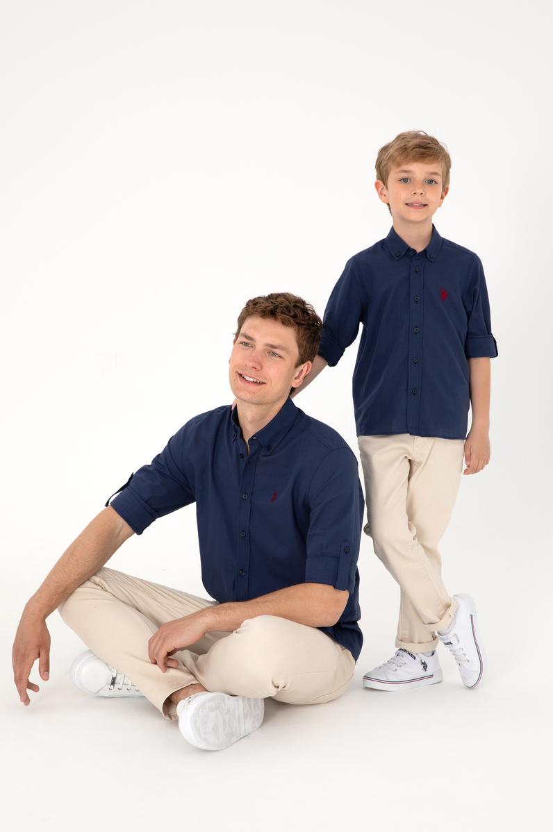 Erkek Çocuk Lacivert Uzun Kollu Basic Gömlek