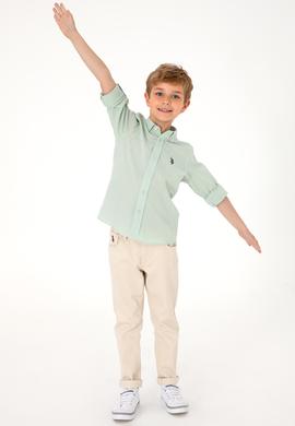 Erkek Çocuk Su Yeşili Uzun Kollu Basic Gömlek - 50306583061