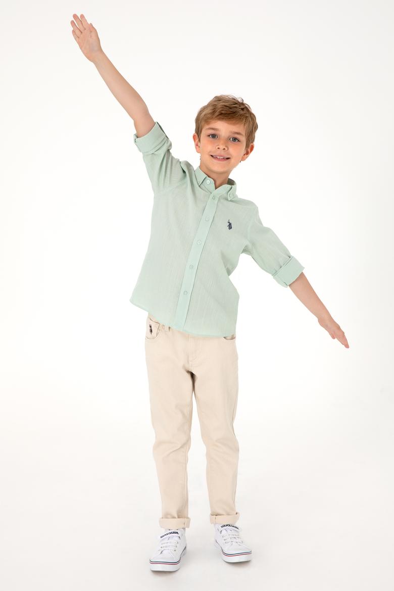 Erkek Çocuk Su Yeşili Uzun Kollu Basic Gömlek - 50306583061