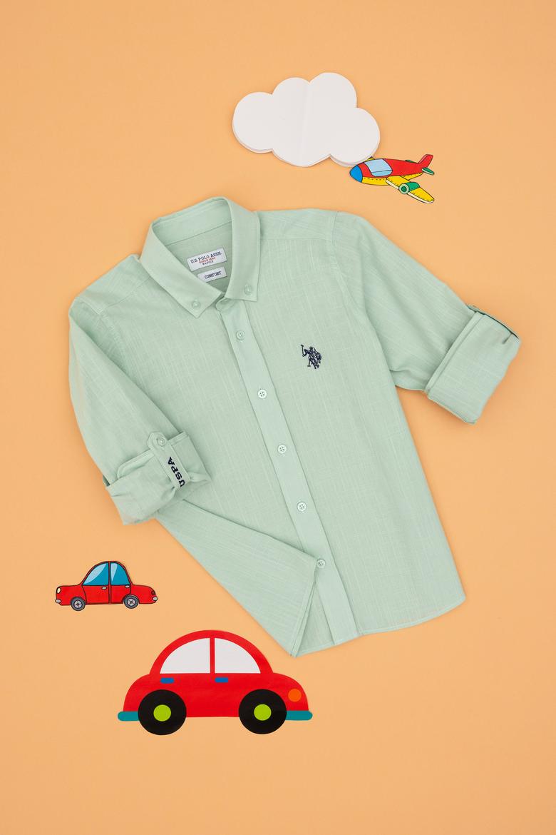 Erkek Çocuk Su Yeşili Uzun Kollu Basic Gömlek - 50306583061