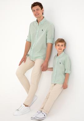 Erkek Çocuk Su Yeşili Uzun Kollu Basic Gömlek - 50306583061