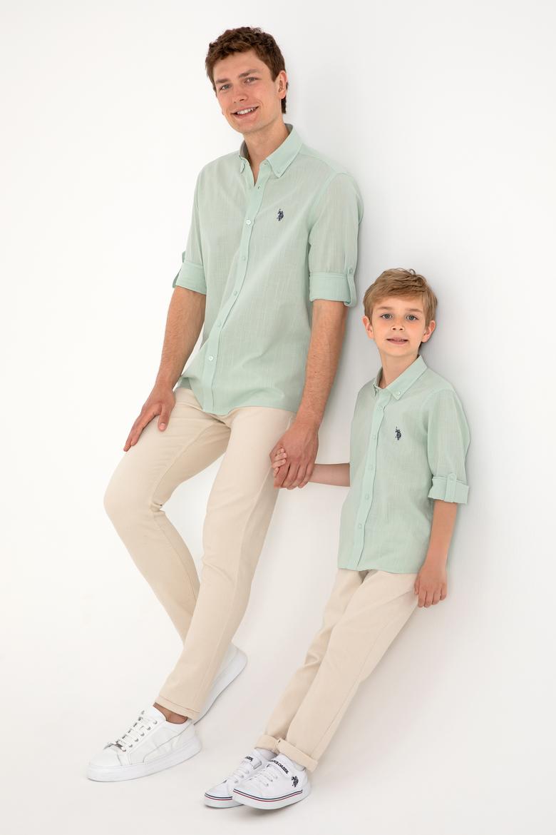 Erkek Çocuk Su Yeşili Uzun Kollu Basic Gömlek - 50306583061