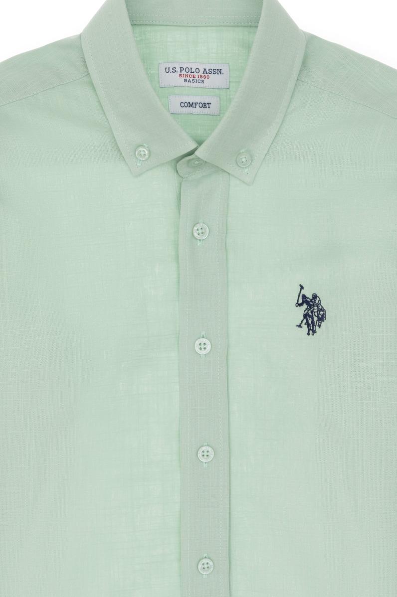 Erkek Çocuk Su Yeşili Uzun Kollu Basic Gömlek