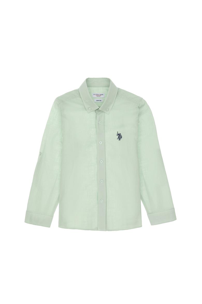 Erkek Çocuk Su Yeşili Uzun Kollu Basic Gömlek - 50306583061