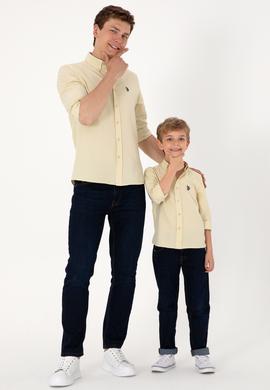 Erkek Çocuk Açık Haki Uzun Kollu Basic Gömlek - 50306584073