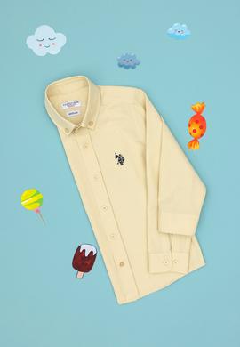 Erkek Çocuk Açık Haki Uzun Kollu Basic Gömlek - 50306584073