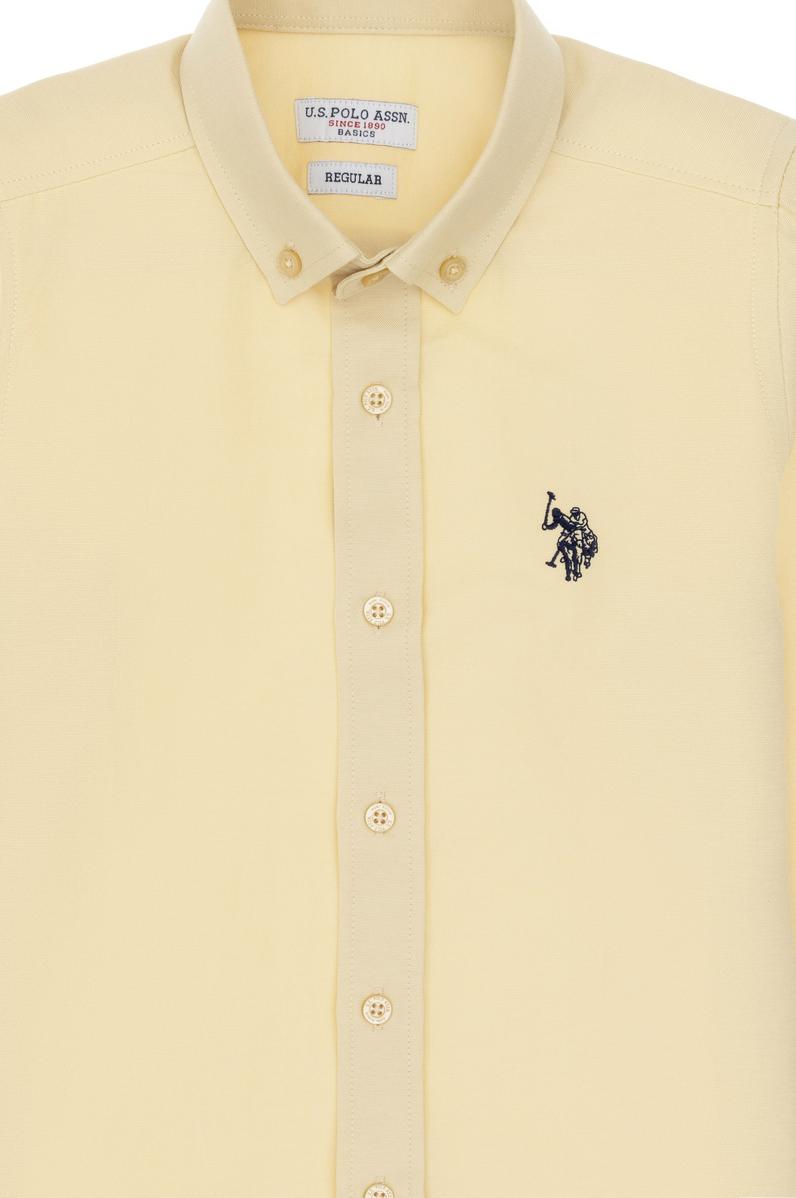 Erkek Çocuk Açık Haki Uzun Kollu Basic Gömlek