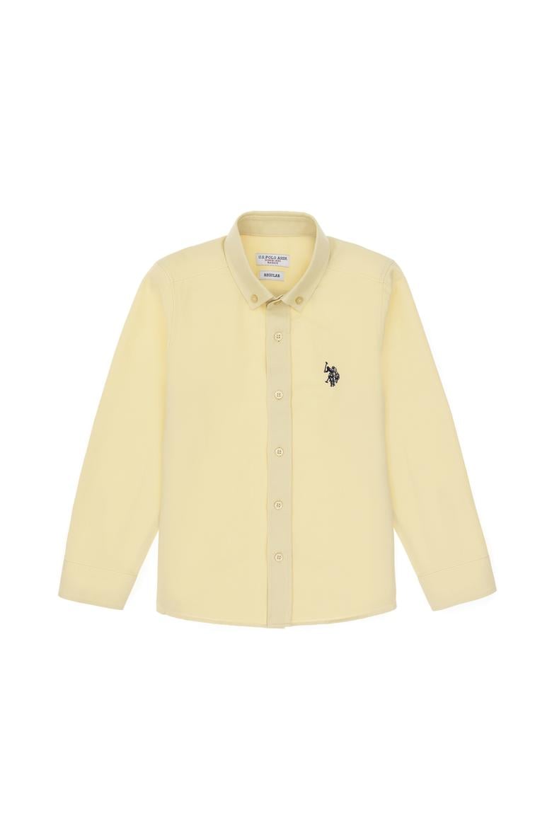 Erkek Çocuk Açık Haki Uzun Kollu Basic Gömlek - 50306584073