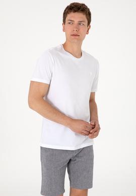 Erkek Regular Fit Bisiklet Yaka Beyaz Basic Tişört - 50305924001