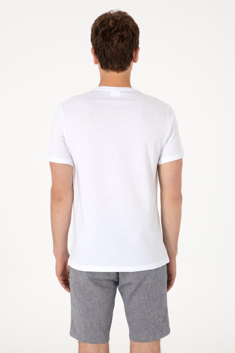 Erkek Regular Fit Bisiklet Yaka Beyaz Basic Tişört - 50305924001