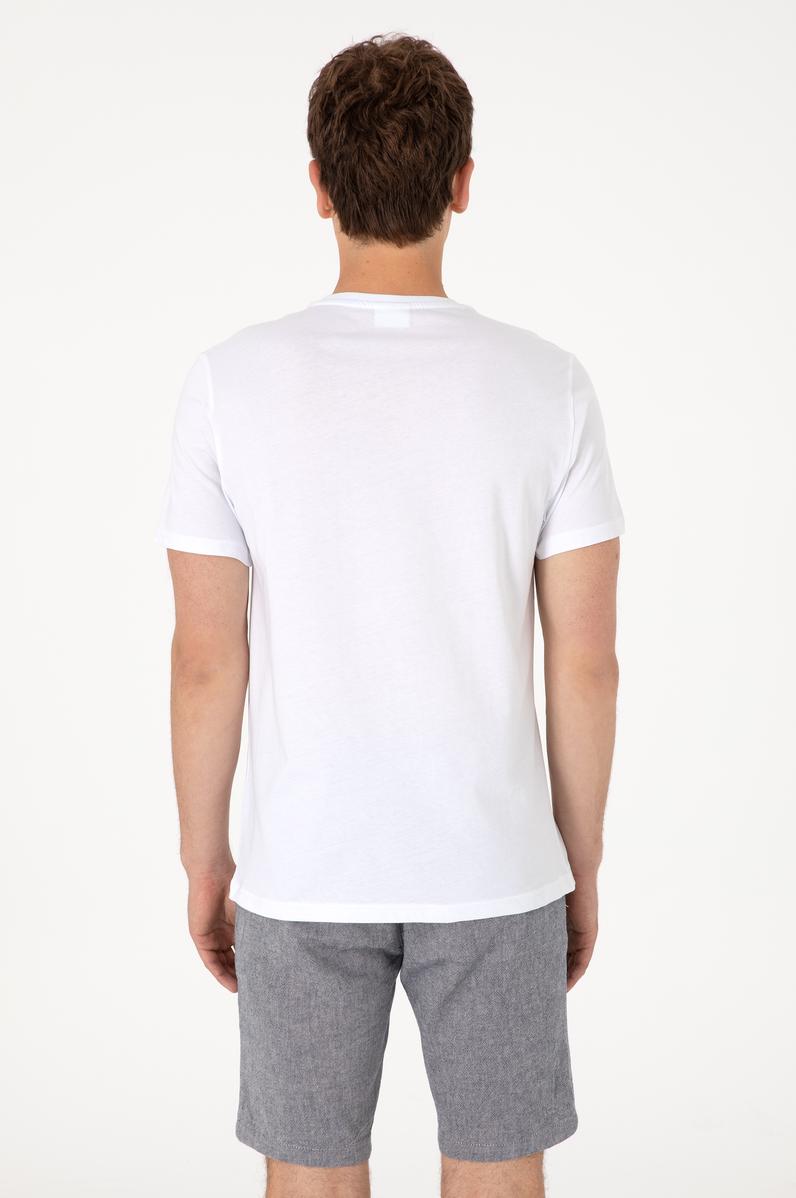 Erkek Regular Fit Bisiklet Yaka Beyaz Basic Tişört