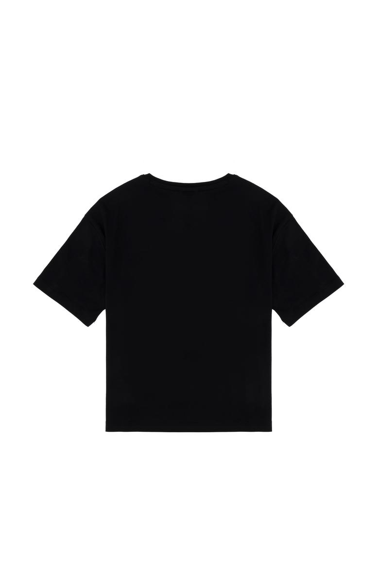 Erkek Çocuk Siyah Comfort Basic Bisiklet Yaka Tişört - 50306513016