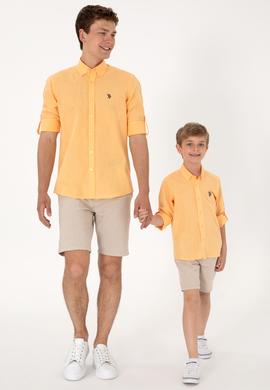 Erkek Çocuk Turuncu Uzun Kollu Basic Gömlek - 50306583025