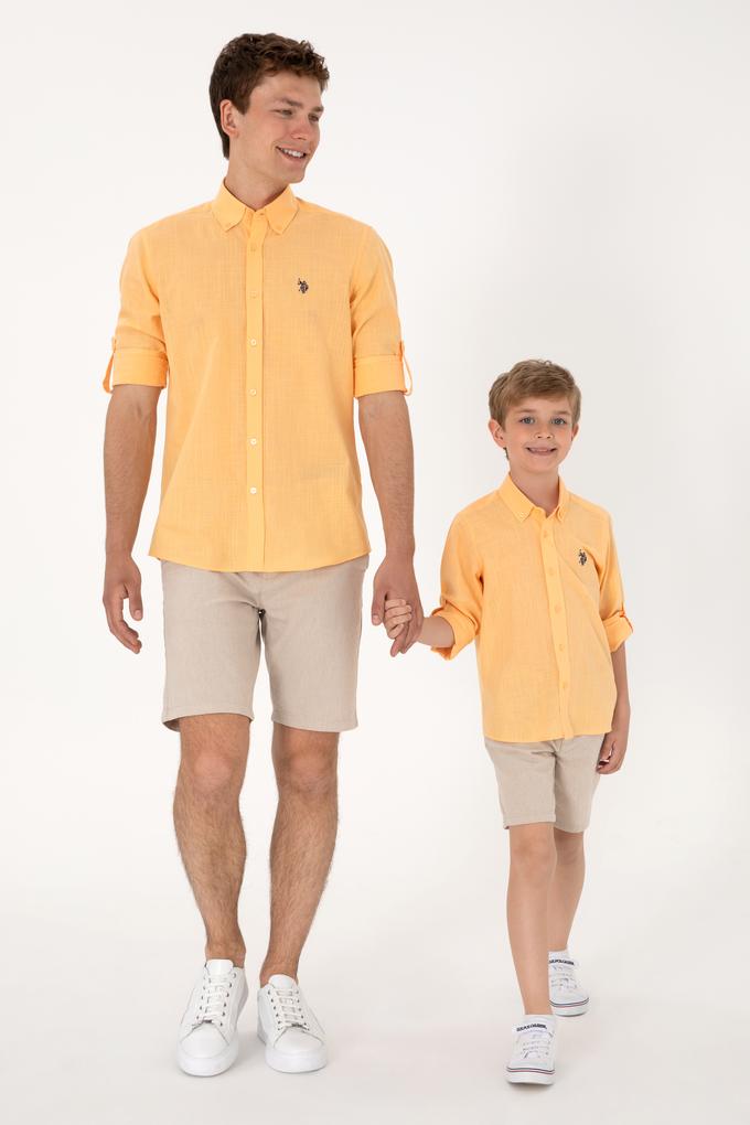 Erkek Çocuk Turuncu Uzun Kollu Basic Gömlek