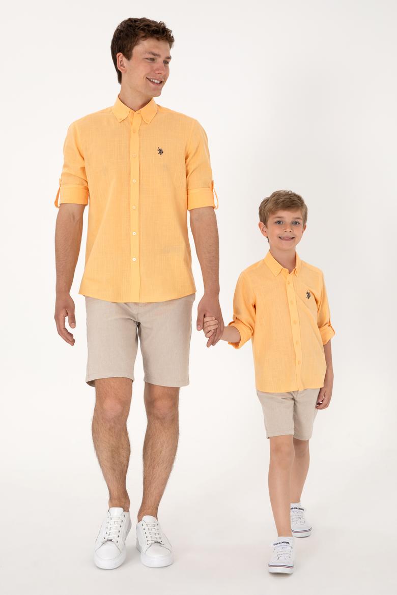 Erkek Çocuk Turuncu Uzun Kollu Basic Gömlek