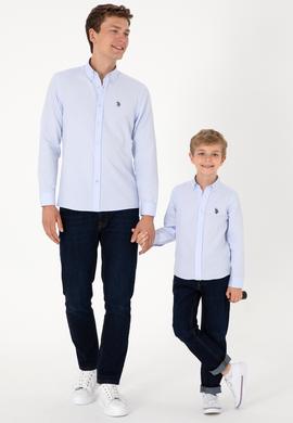 Erkek Açık Mavi Uzun Kollu Basic Gömlek - 50306338034