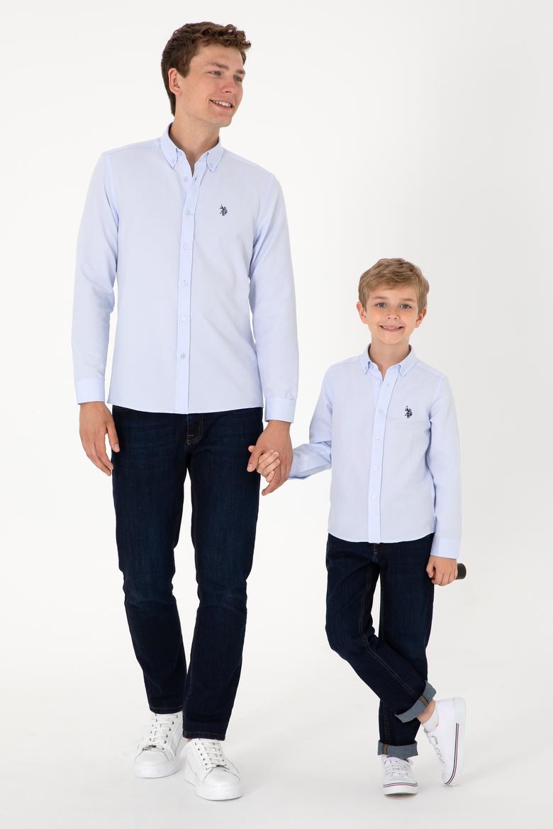 Erkek Açık Mavi Uzun Kollu Basic Gömlek