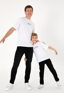 Erkek Çocuk Beyaz Comfort Basic Bisiklet Yaka Tişört - 50306513009