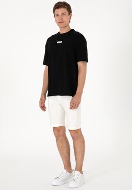 Erkek Oversize Fit Bisiklet Yaka Siyah Tişört - 50305923027