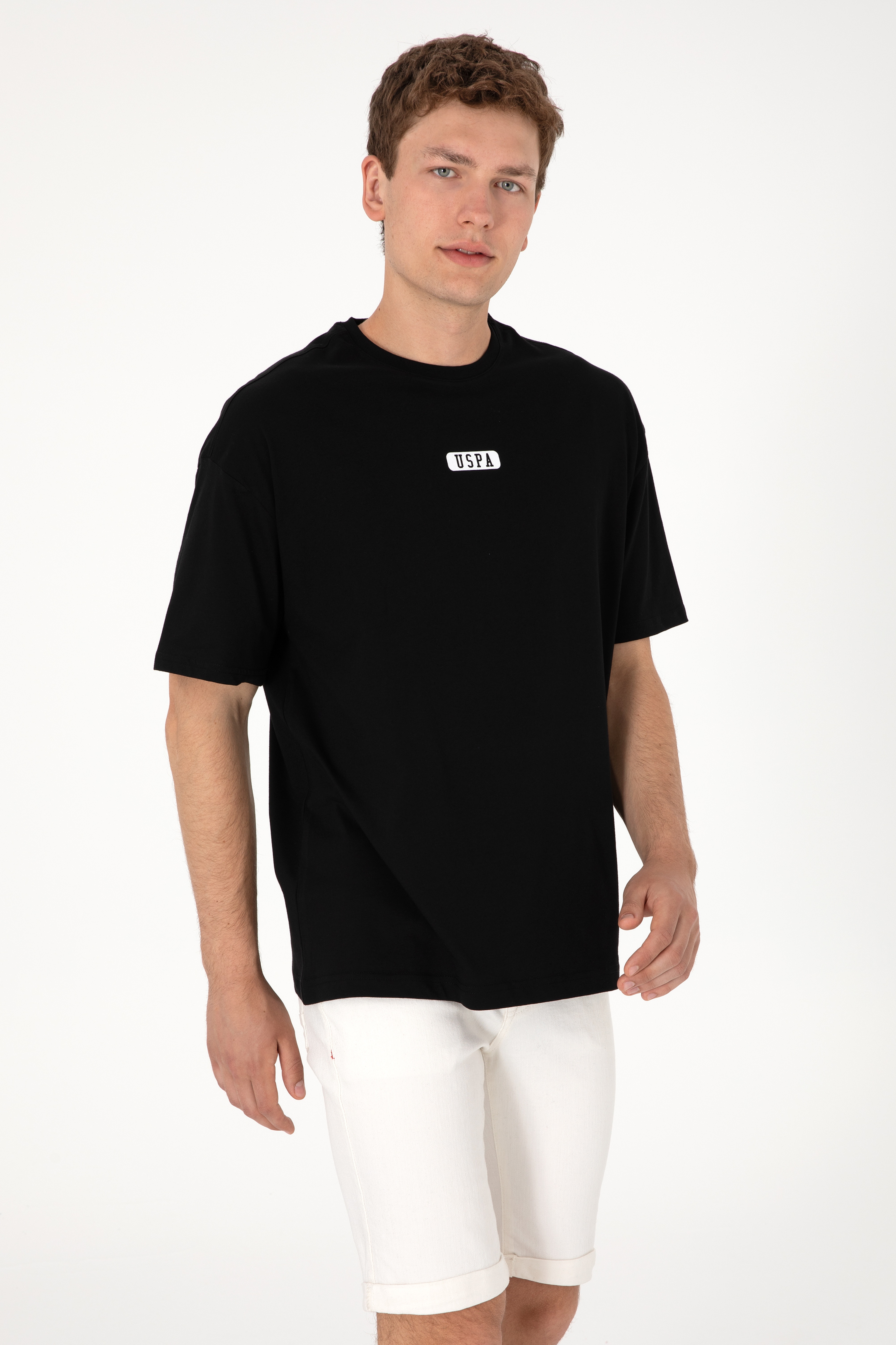 Erkek Oversize Fit Bisiklet Yaka Siyah Tişört