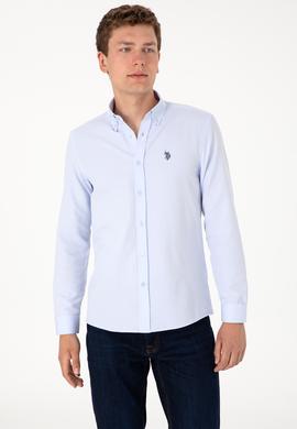 Erkek Açık Mavi Uzun Kollu Basic Gömlek - 50306338034