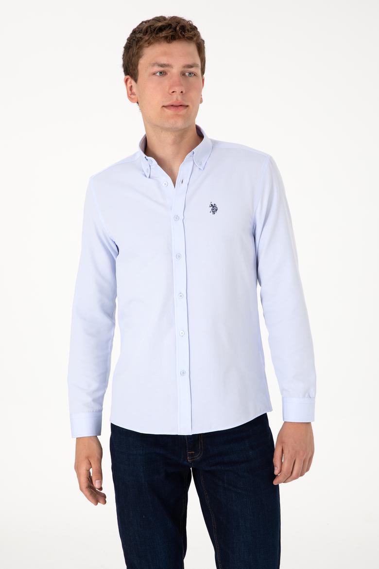 Erkek Açık Mavi Uzun Kollu Basic Gömlek - 50306338034