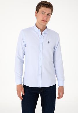 Erkek Açık Mavi Uzun Kollu Basic Gömlek - 50306338034